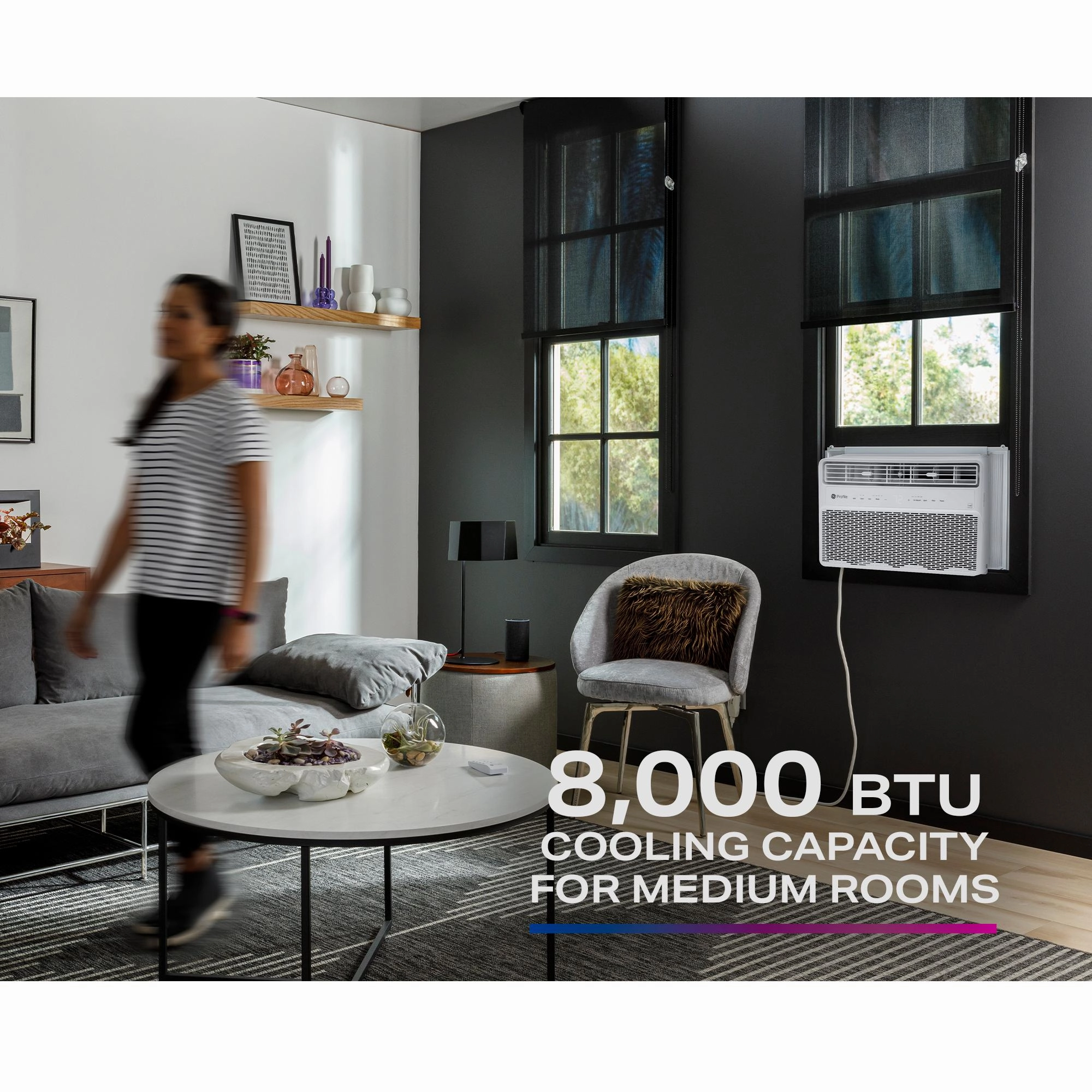 Ge Appliances PWDV08WWF Ge Profile&#8482; Energy Star 8,000 Btu Inverter Smart Ultra Quiet Window Air Conditioner For Medium Rooms Up To 350 Sq. Ft.