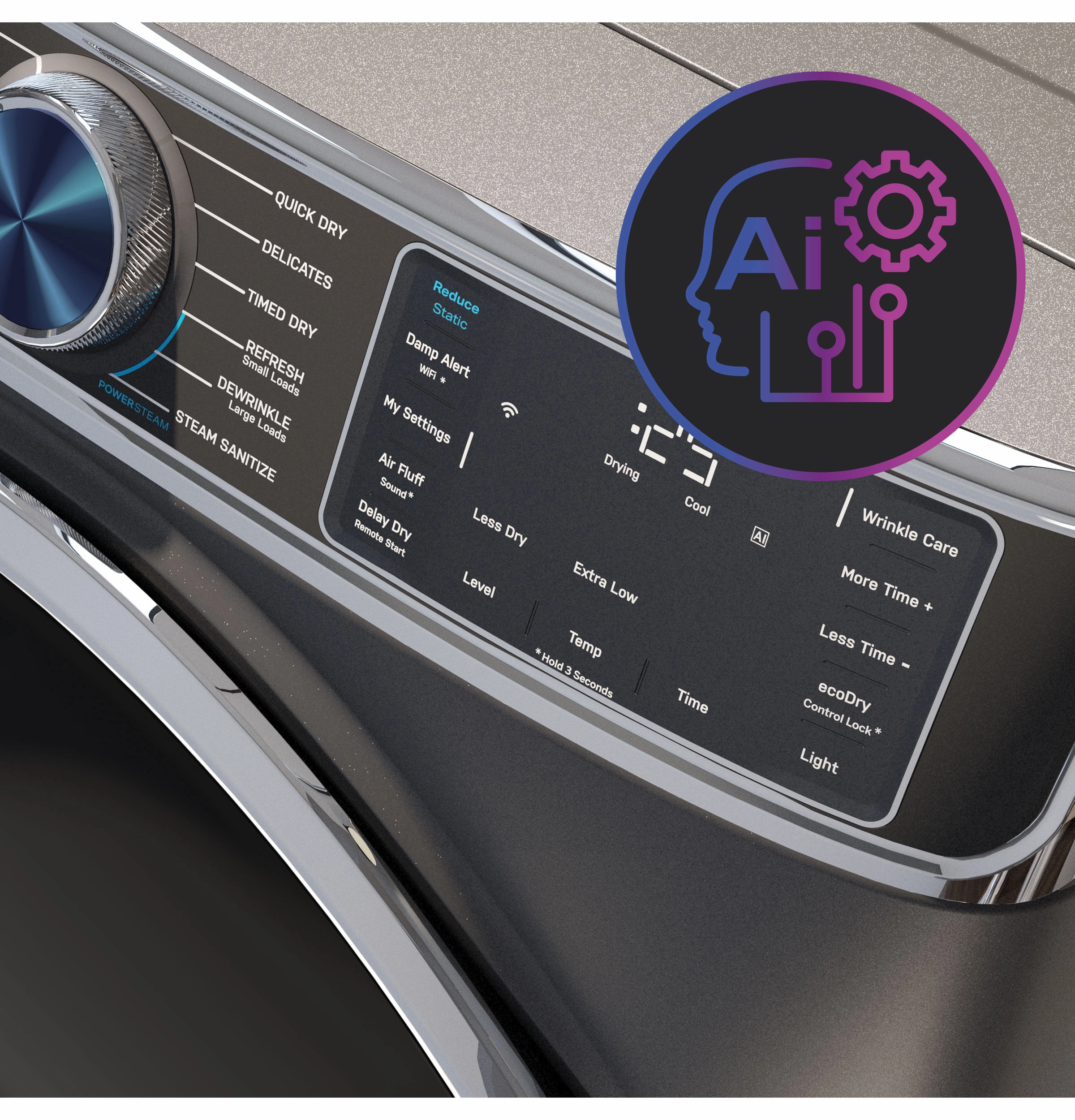 GE Profile(TM) ENERGY STAR(R) 7.8 cu. ft. Capacity Smart Front Load Electric Dryer with Steam and Sanitize Cycle - (PFD95ESPTDS)