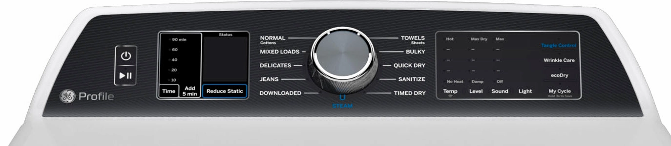 GE Profile White Electric Dryer with Sanitize Cycle(7.4 Cu. Ft) - PTD70EBMTWS