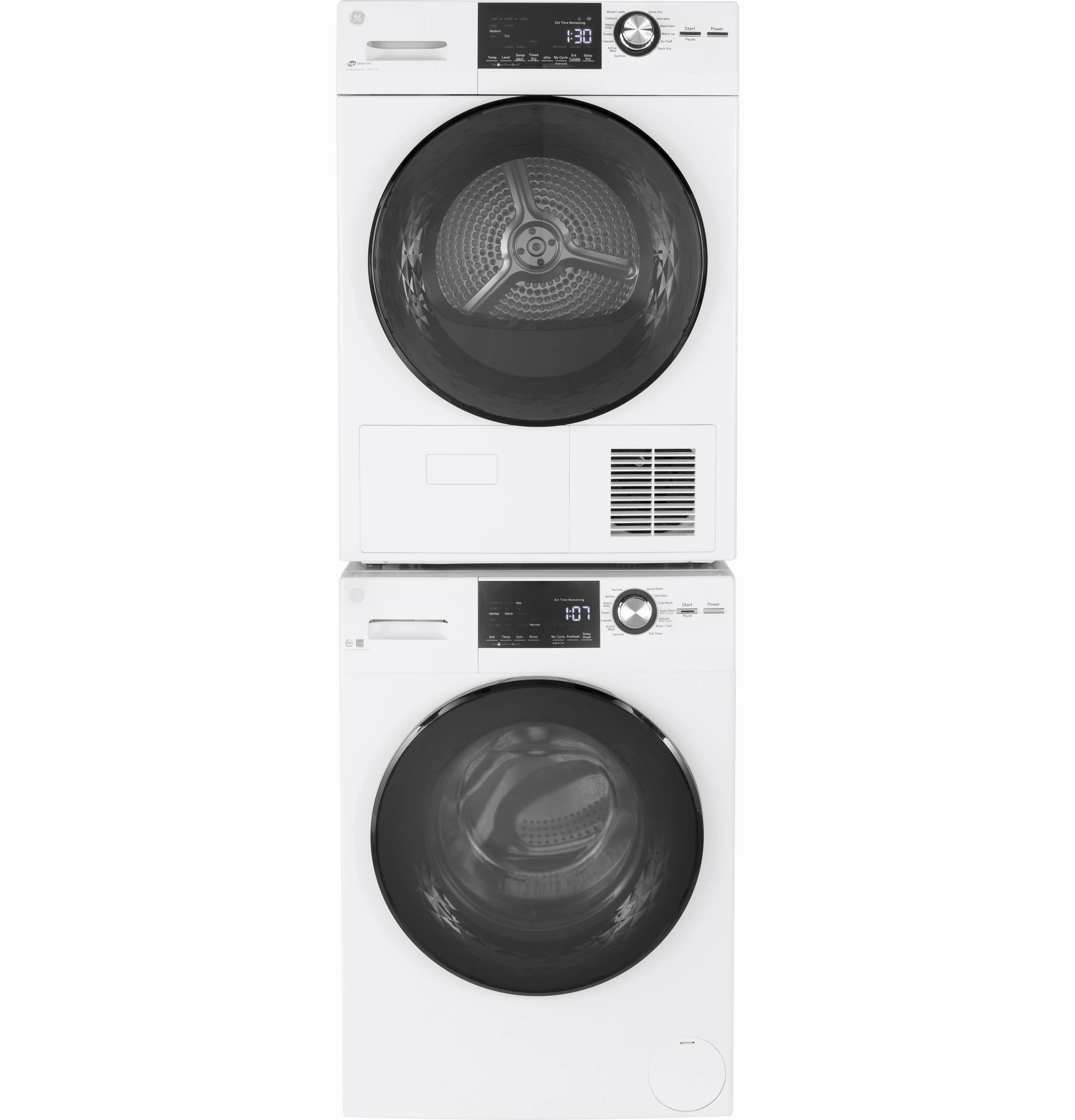 GE(R) ENERGY STAR(R) 24" 4.1 Cu.Ft. Front Load Ventless Condenser Electric Dryer with Stainless Steel Basket - (GFT14ESSMWW)