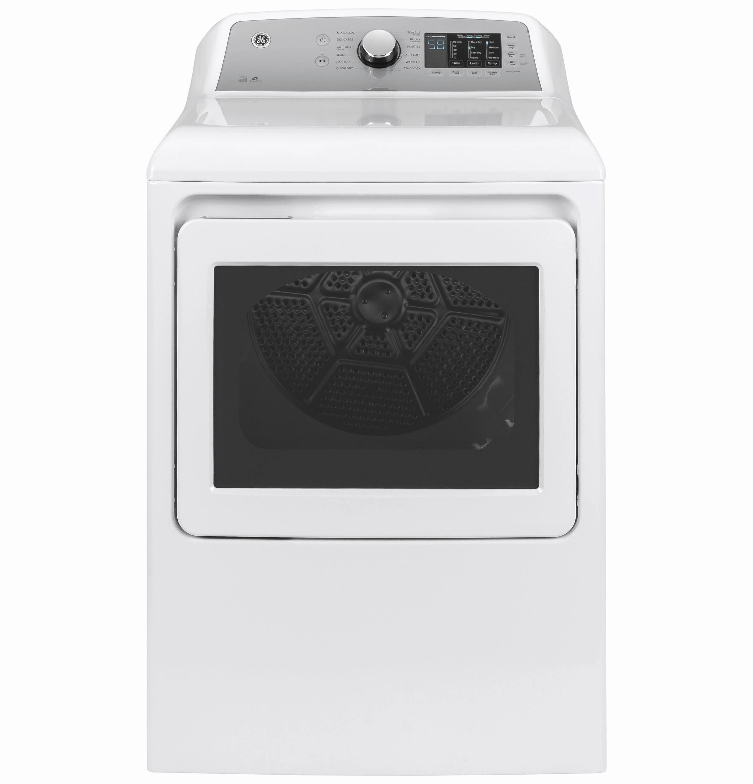 GE(R) ENERGY STAR(R) 7.4 cu. ft. Capacity aluminized alloy drum Gas Dryer with Sanitize Cycle and Sensor Dry - (GTD72GBSNWS)