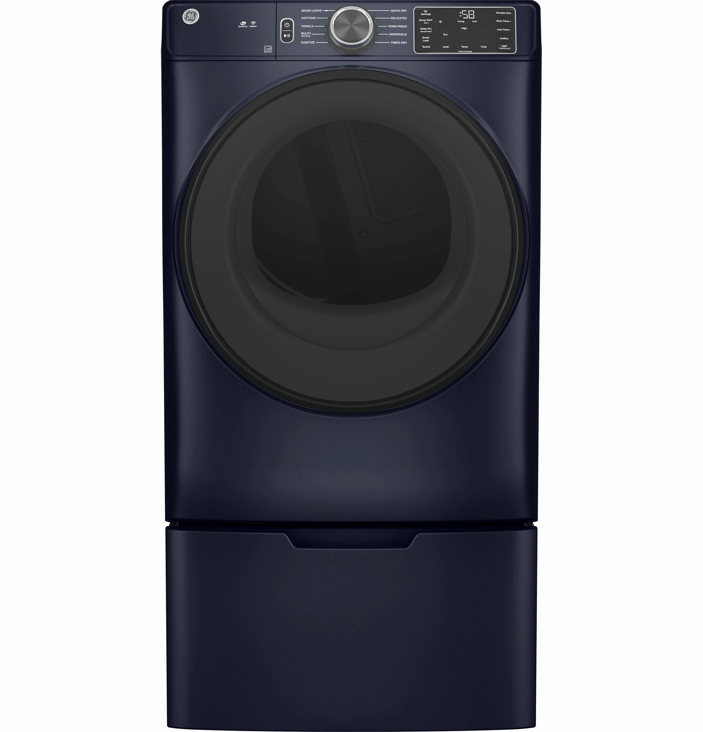 GE(R) ENERGY STAR(R) 7.8 cu. ft. Capacity Smart Front Load Electric Dryer with Sanitize Cycle - (GFD55ESPRRS)