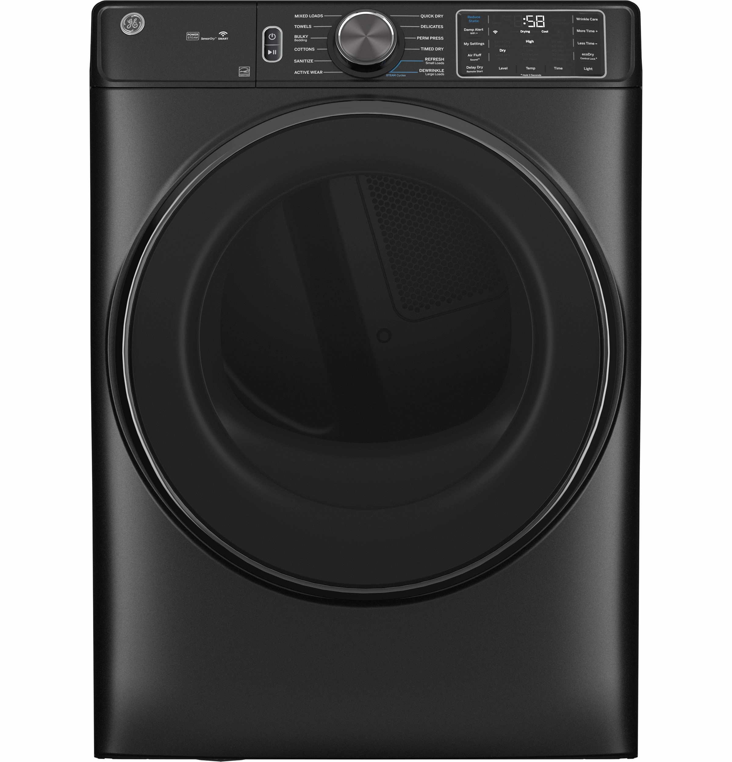 GE(R) ENERGY STAR(R) 7.8 cu. ft. Capacity Smart Front Load Electric Dryer with Steam and Sanitize Cycle - (GFD65ESPVDS)