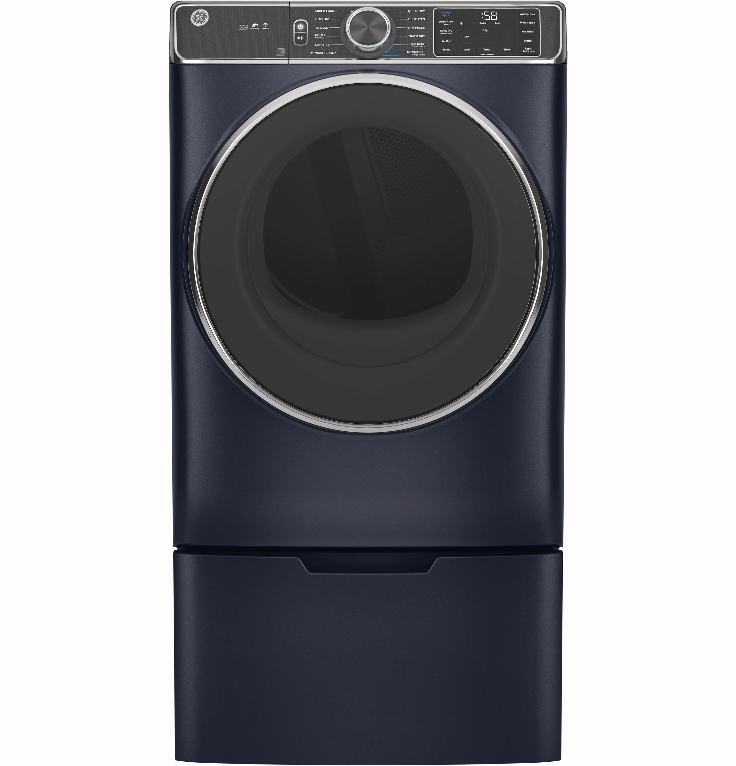 GE(R) ENERGY STAR(R) 7.8 cu. ft. Capacity Smart Front Load Electric Dryer with Steam and Sanitize Cycle - (GFD85ESPNRS)
