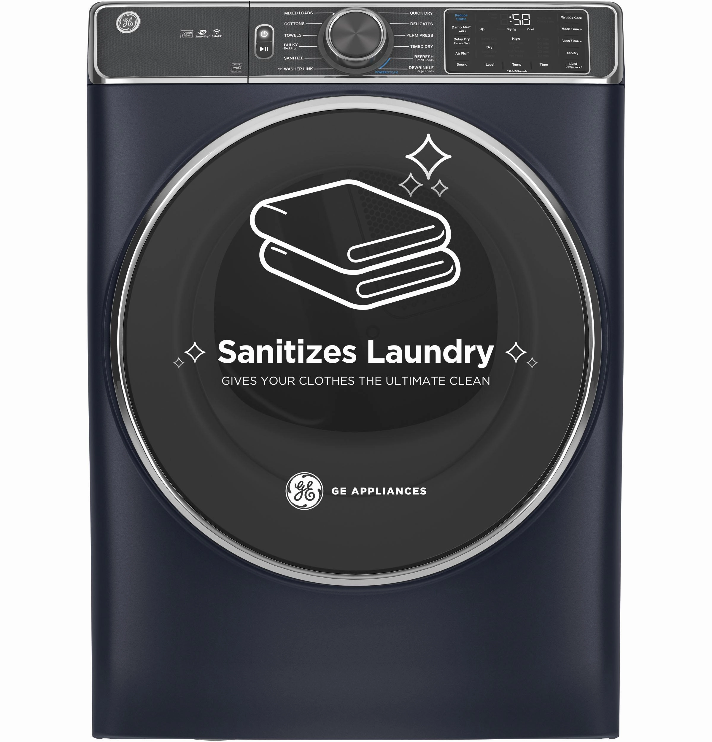GE(R) ENERGY STAR(R) 7.8 cu. ft. Capacity Smart Front Load Electric Dryer with Steam and Sanitize Cycle - (GFD85ESPNRS)