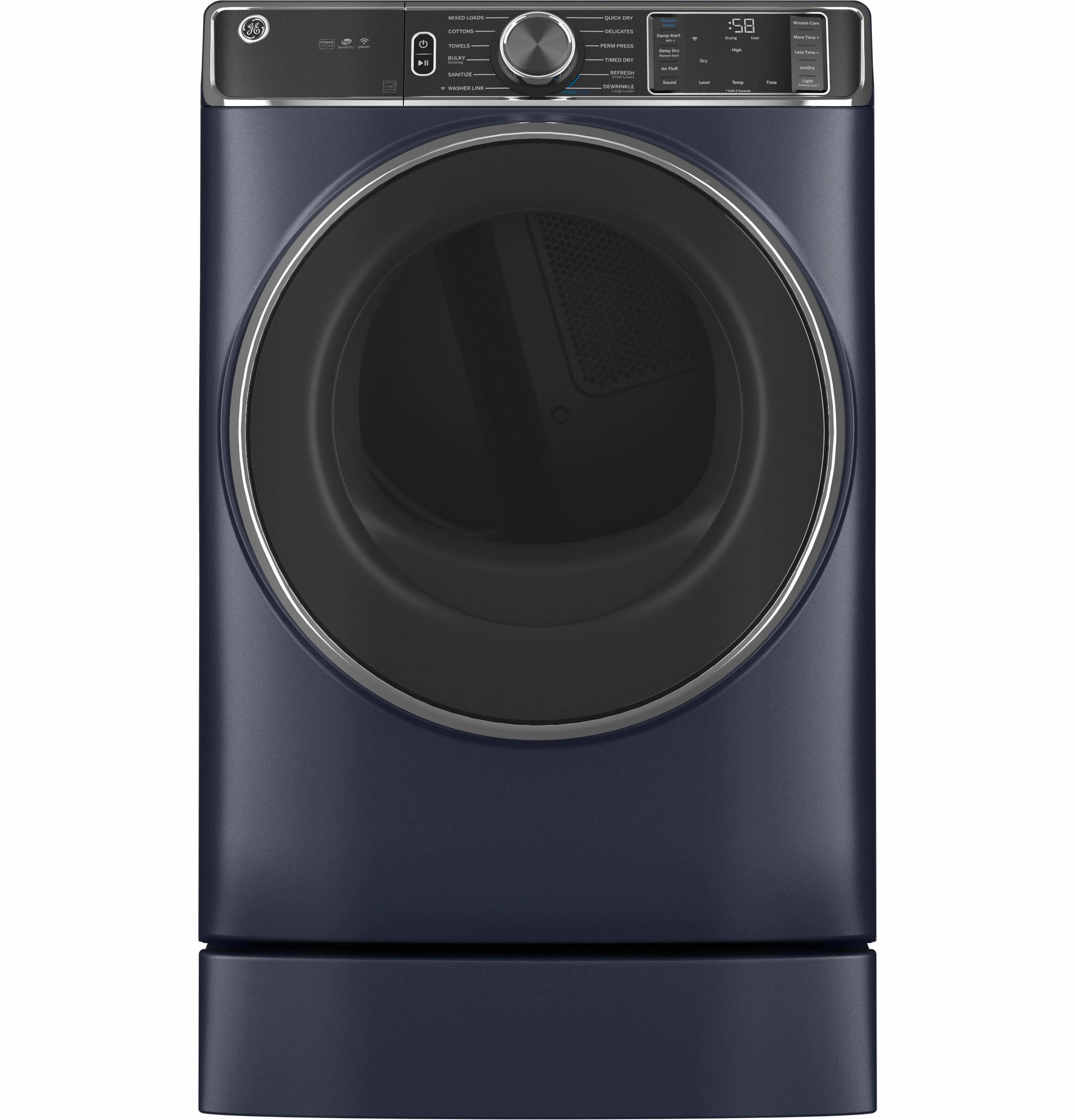 GE(R) ENERGY STAR(R) 7.8 cu. ft. Capacity Smart Front Load Electric Dryer with Steam and Sanitize Cycle - (GFD85ESPNRS)
