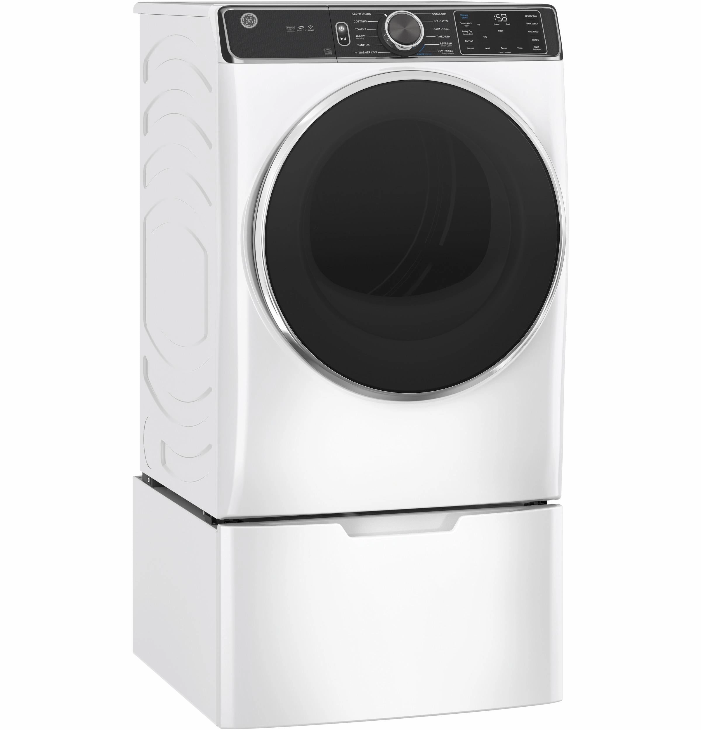 GE(R) ENERGY STAR(R) 7.8 cu. ft. Capacity Smart Front Load Electric Dryer with Steam and Sanitize Cycle - (GFD85ESSNWW)