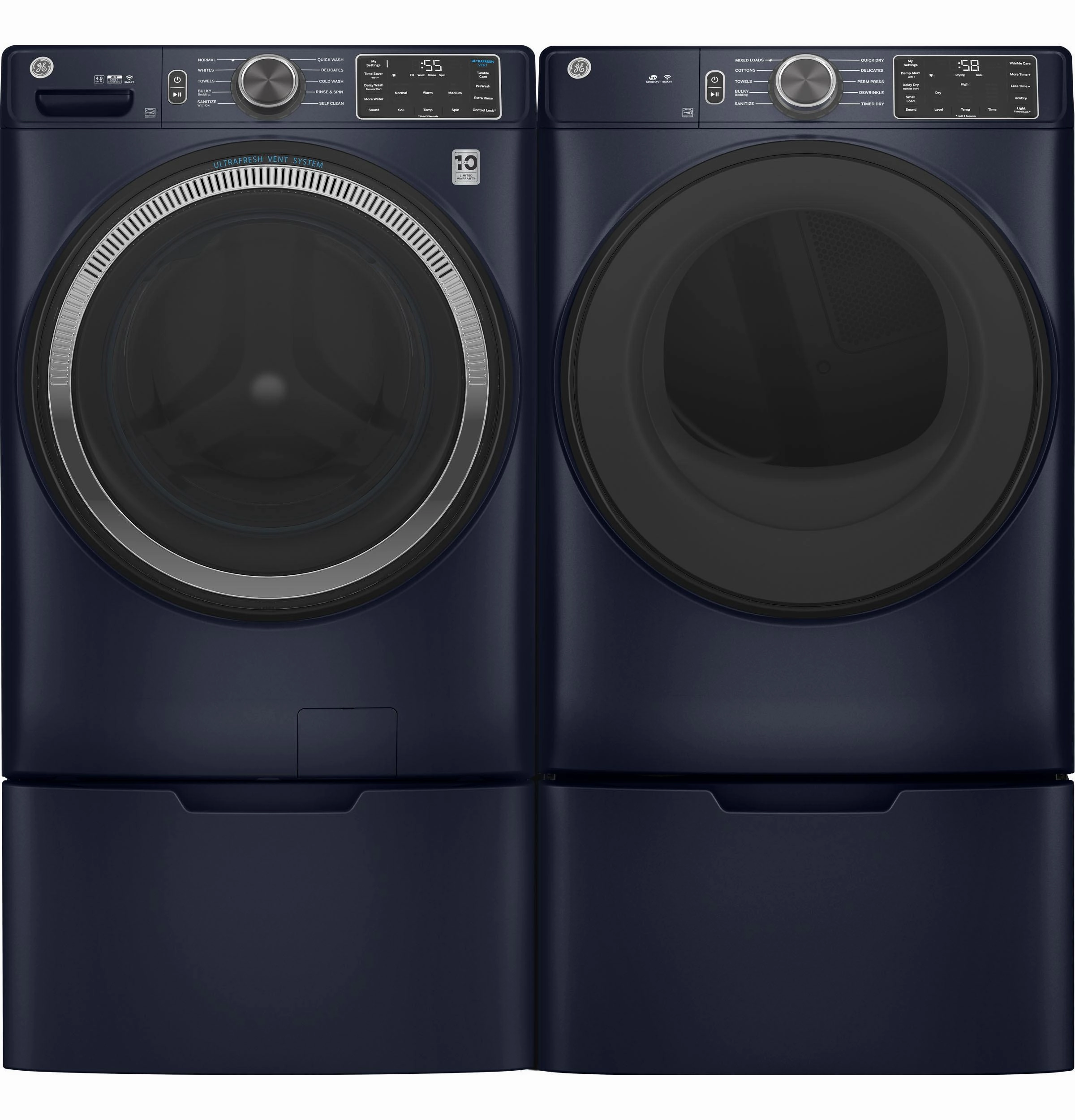 GE(R) ENERGY STAR(R) 7.8 cu. ft. Capacity Smart Front Load Gas Dryer with Sanitize Cycle - (GFD55GSPRRS)