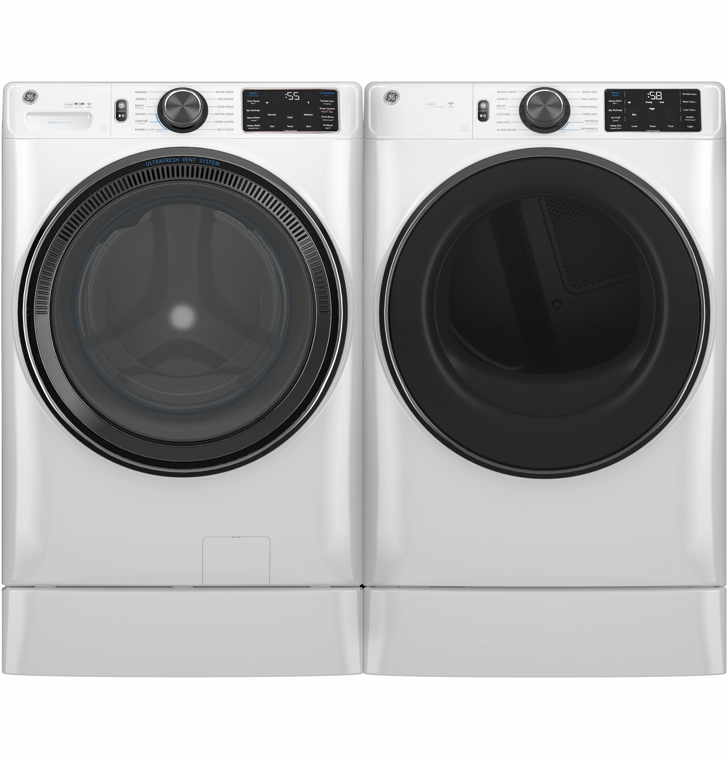 GE(R) ENERGY STAR(R) 7.8 cu. ft. Capacity Smart Front Load Gas Dryer with Steam and Sanitize Cycle - (GFD65GSSVWW)