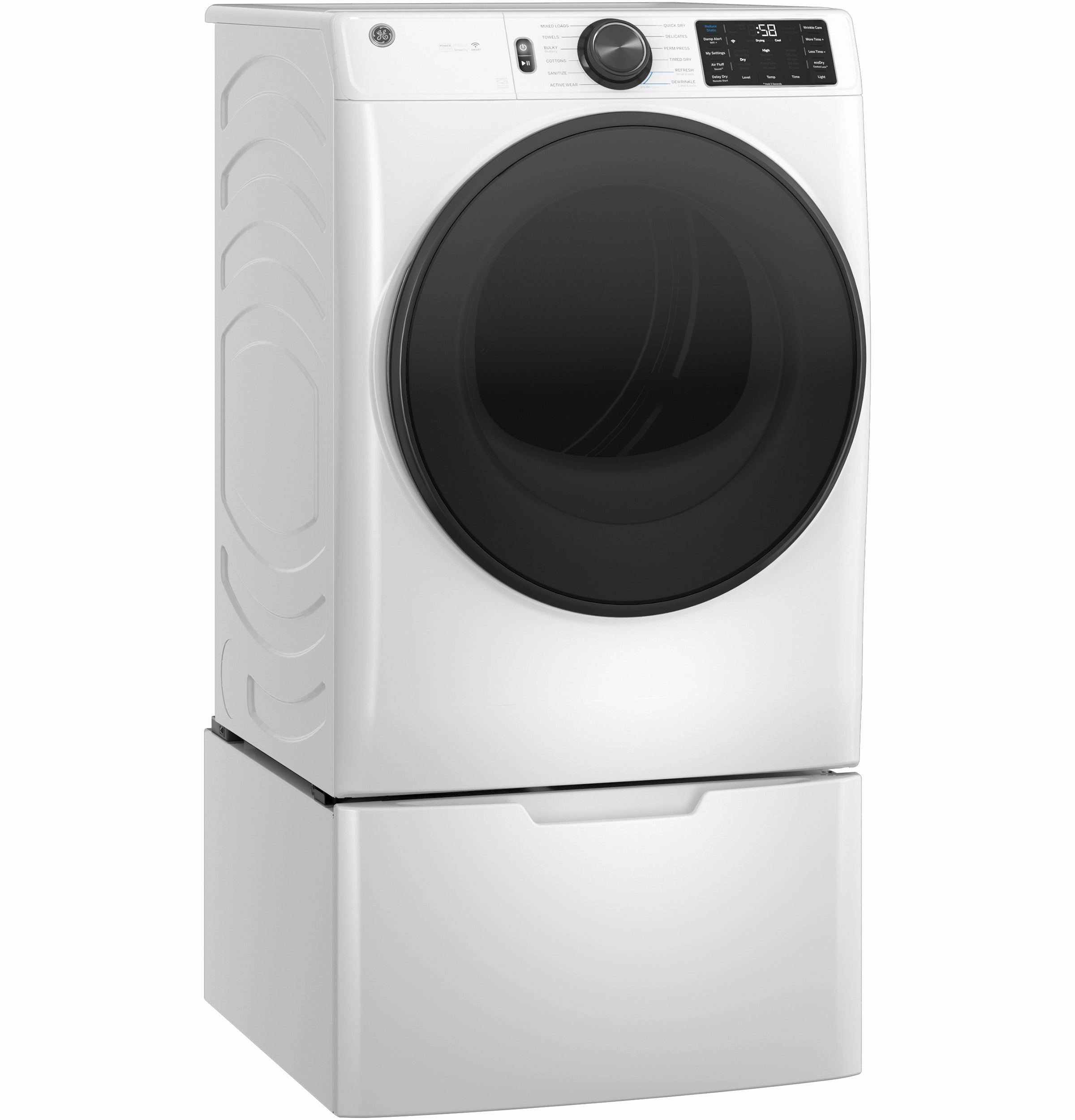GE(R) ENERGY STAR(R) 7.8 cu. ft. Capacity Smart Front Load Gas Dryer with Steam and Sanitize Cycle - (GFD65GSSVWW)