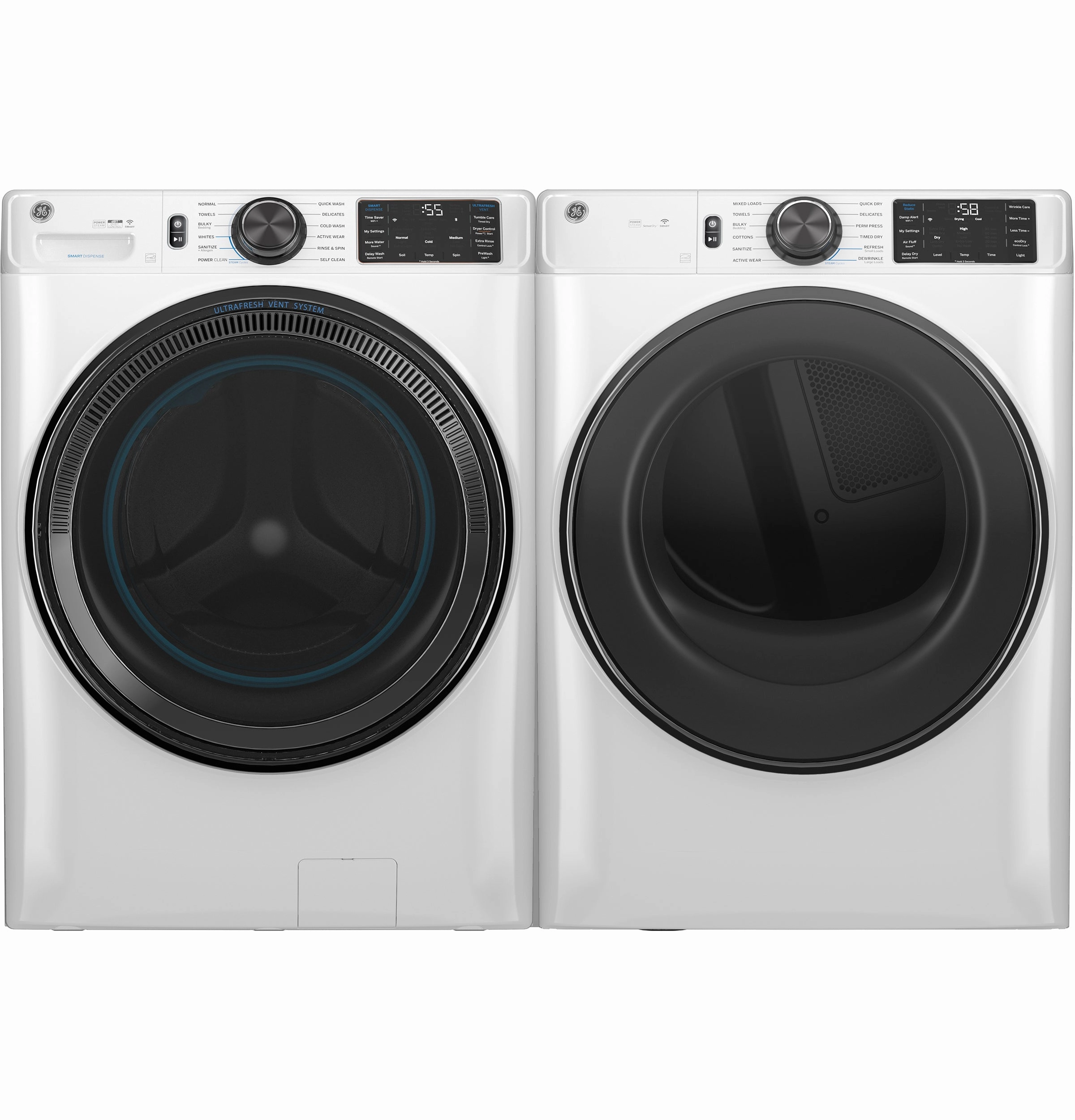 GE(R) ENERGY STAR(R) 7.8 cu. ft. Capacity Smart Front Load Gas Dryer with Steam and Sanitize Cycle - (GFD65GSSVWW)