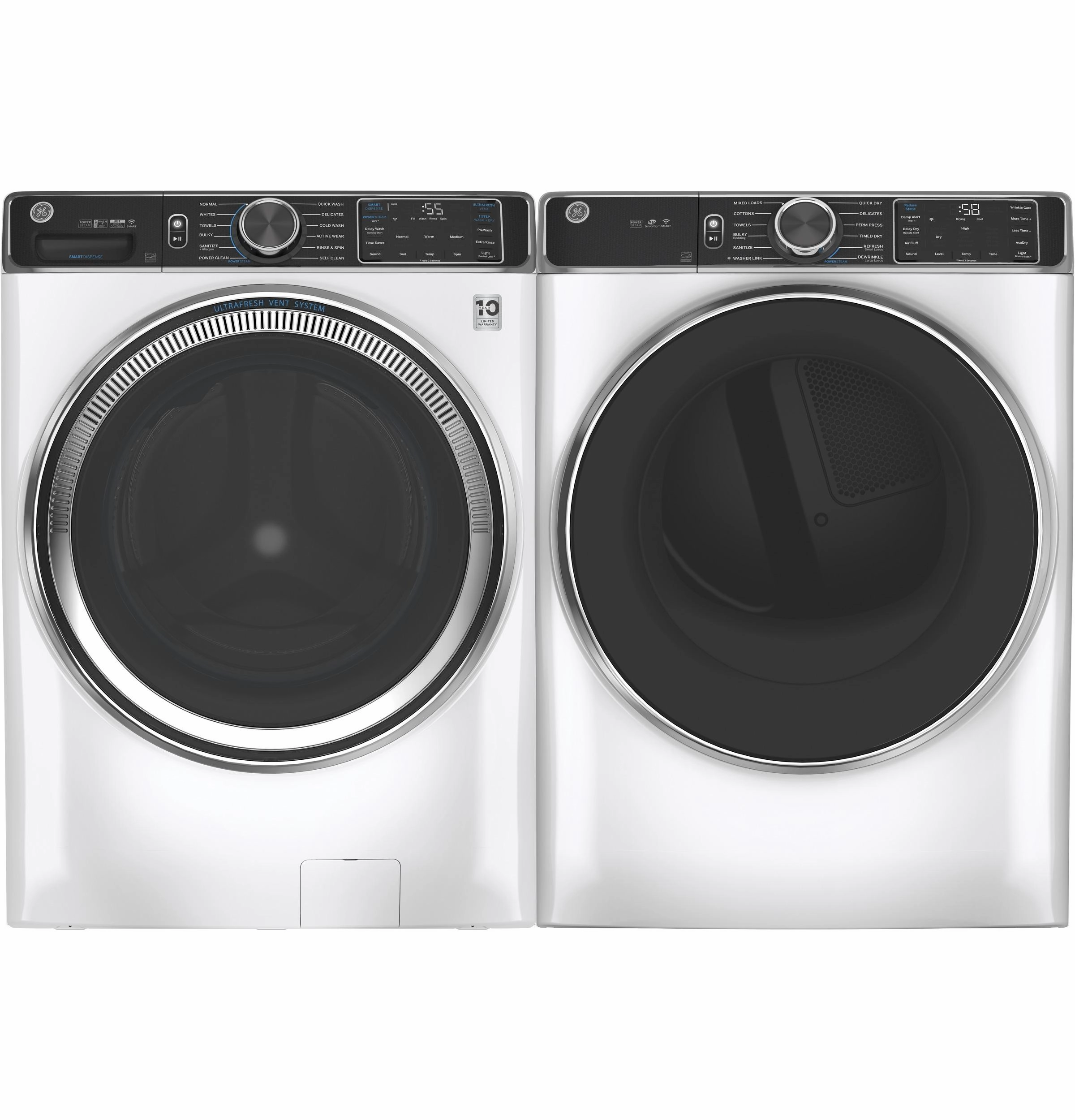 GE(R) ENERGY STAR(R) 7.8 cu. ft. Capacity Smart Front Load Gas Dryer with Steam and Sanitize Cycle - (GFD85GSSNWW)