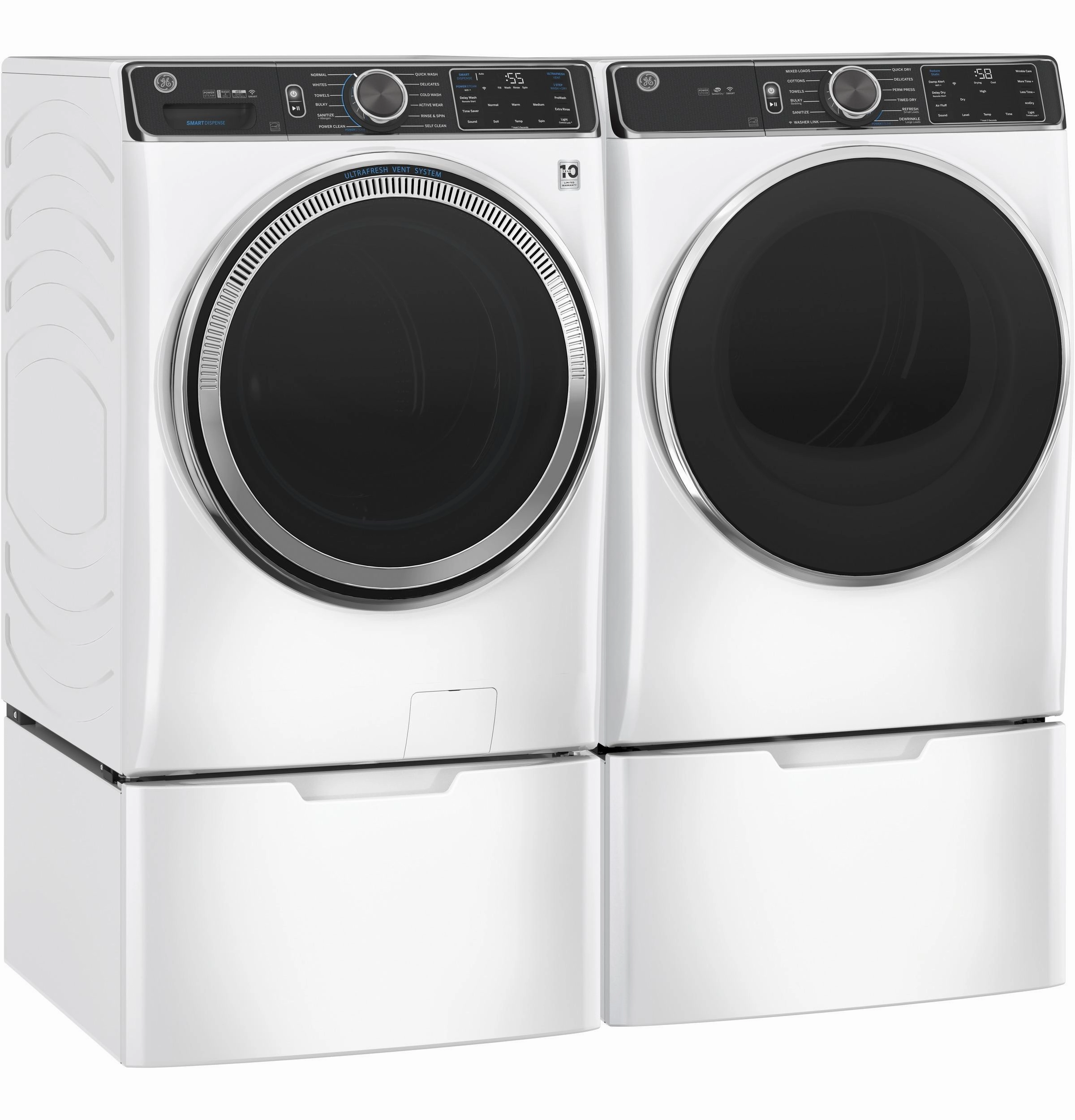 GE(R) ENERGY STAR(R) 7.8 cu. ft. Capacity Smart Front Load Gas Dryer with Steam and Sanitize Cycle - (GFD85GSSNWW)