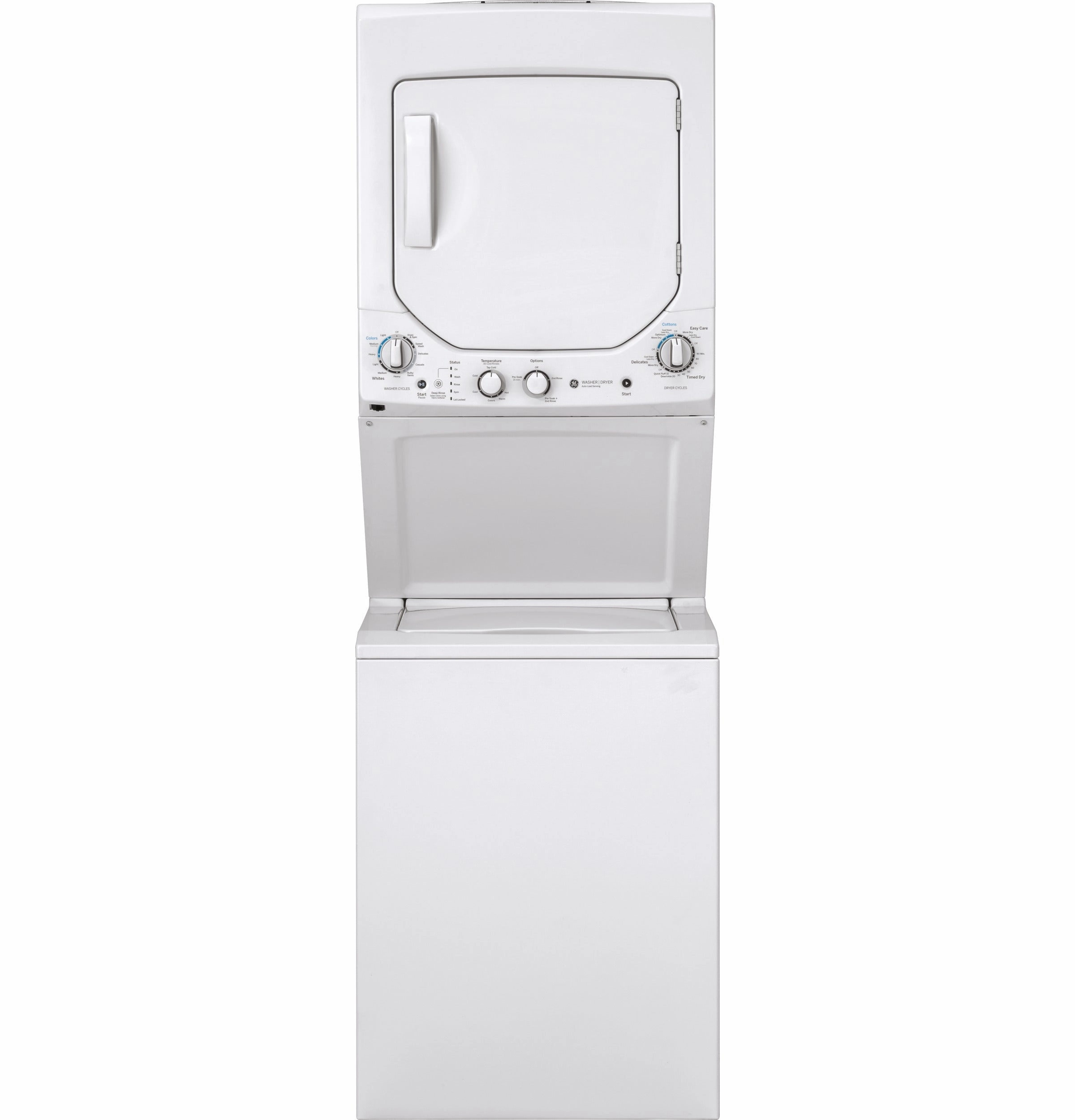 GE Unitized Spacemaker(R) 2.3 cu. ft. Capacity Washer with Stainless Steel Basket and 4.4 cu. ft. Capacity Electric Dryer - (GUD24ESSMWW)