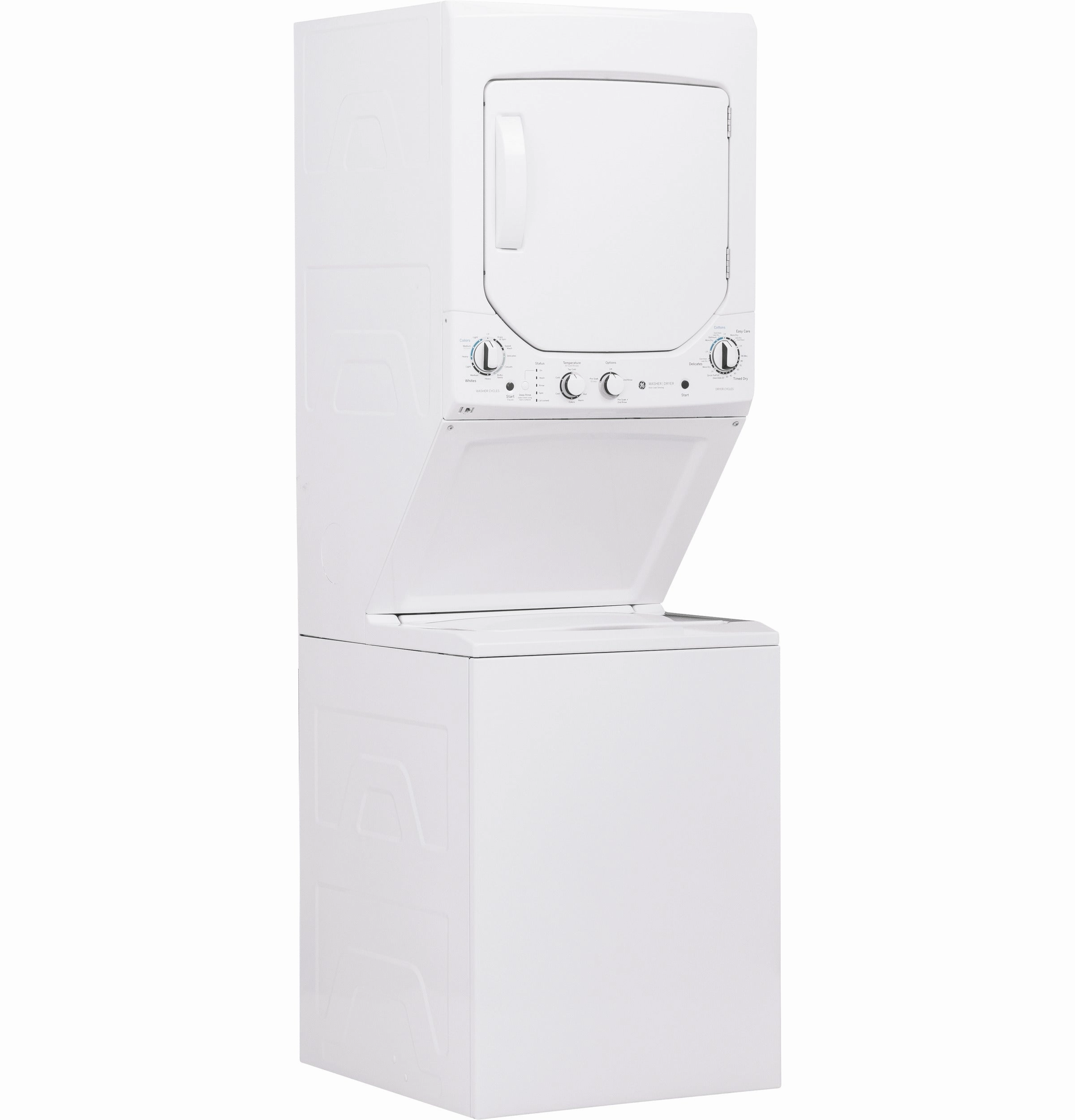GE Unitized Spacemaker(R) 2.3 cu. ft. Capacity Washer with Stainless Steel Basket and 4.4 cu. ft. Capacity Electric Dryer - (GUD24ESSMWW)