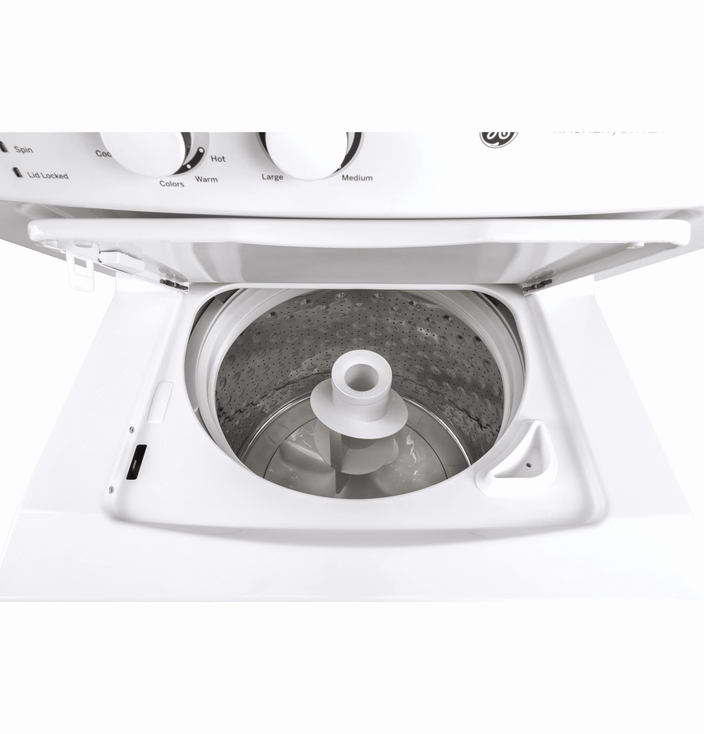 GE Unitized Spacemaker(R) 3.8 cu. ft. Capacity Washer with Stainless Steel Basket and 5.9 cu. ft. Capacity Long Vent Electric Dryer - (GUV27ESSMWW)