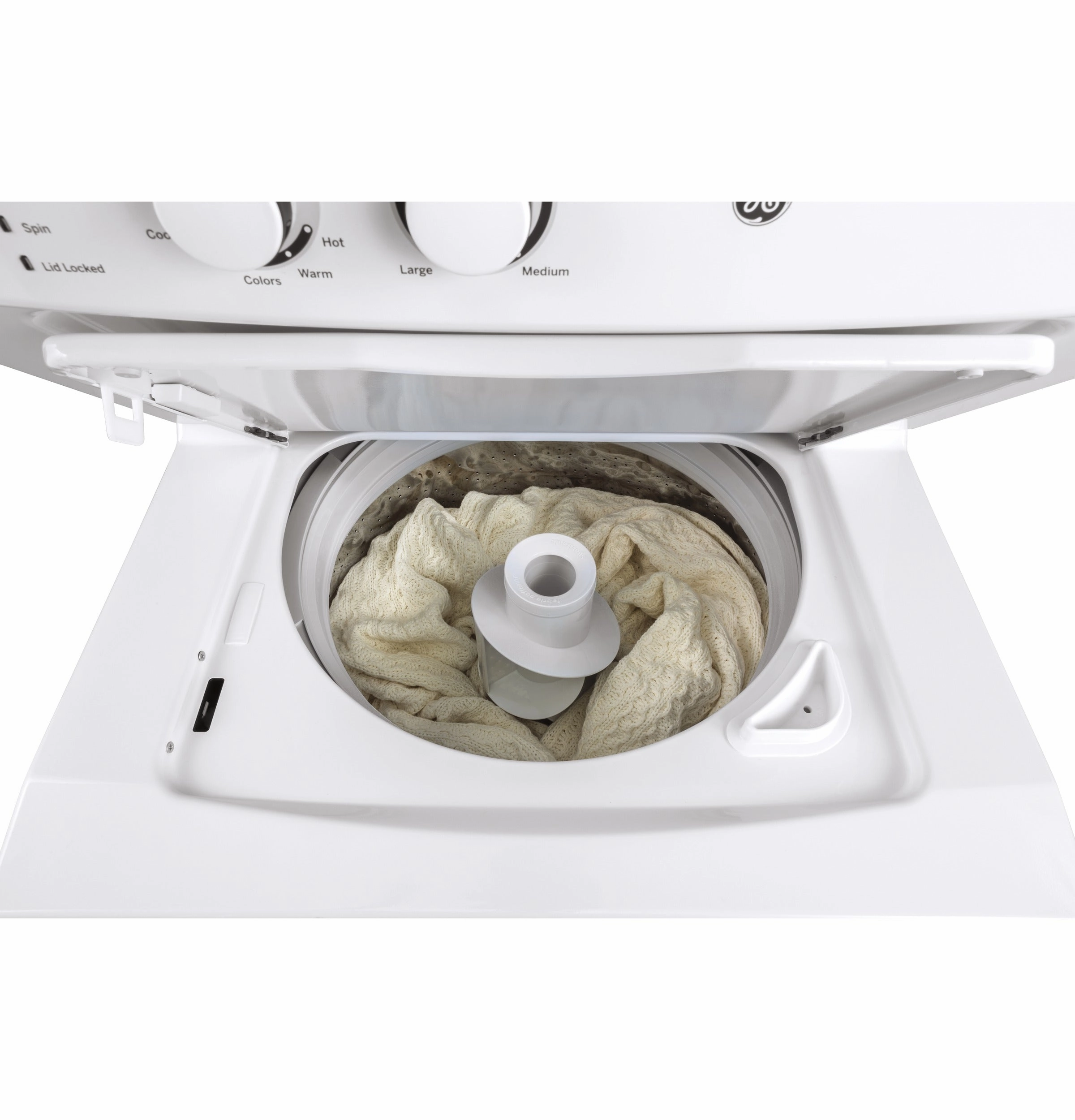 GE Unitized Spacemaker(R) 3.8 cu. ft. Capacity Washer with Stainless Steel Basket and 5.9 cu. ft. Capacity Long Vent Electric Dryer - (GUV27ESSMWW)