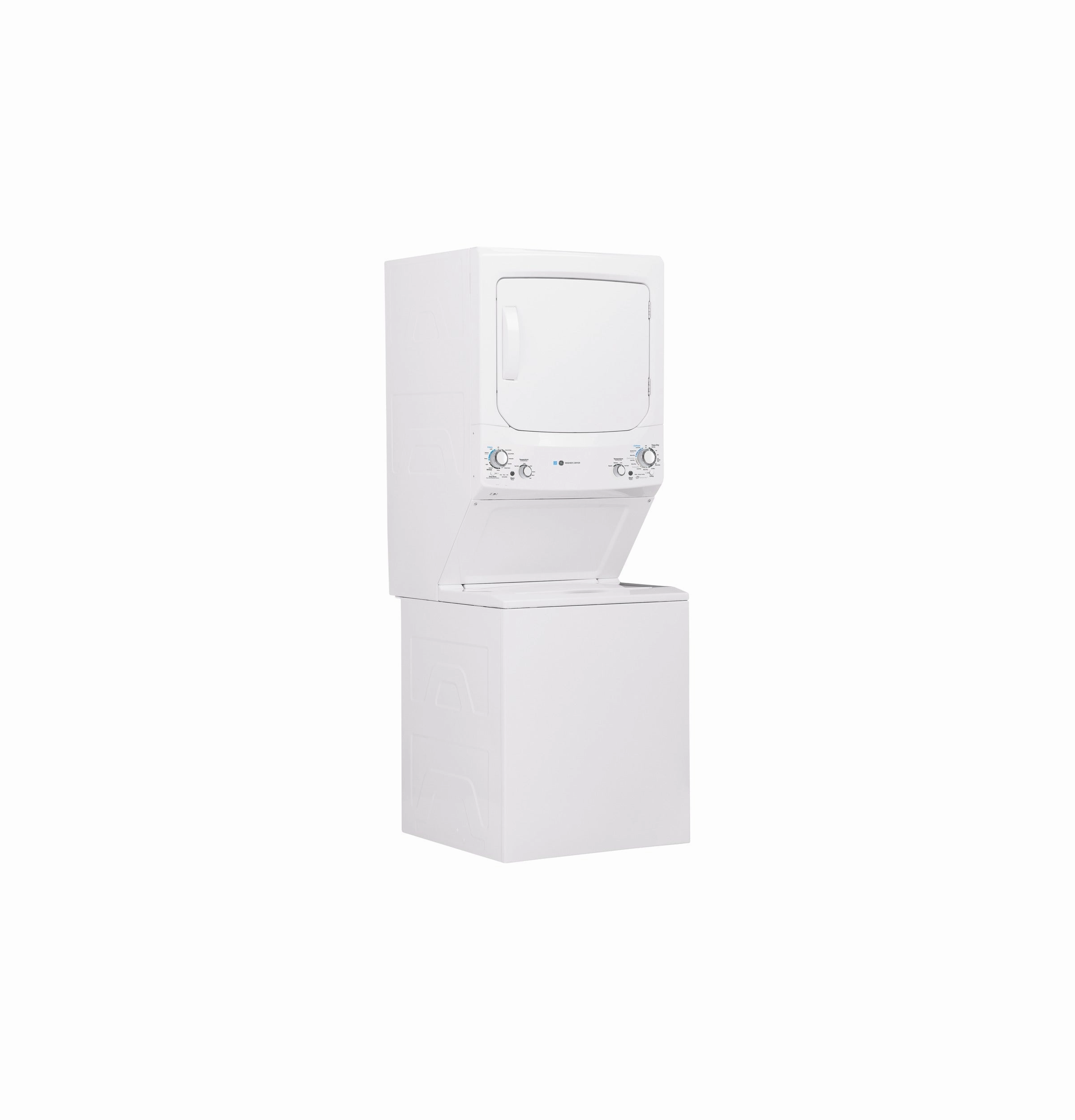 GE Unitized Spacemaker(R) ENERGY STAR(R) 3.9 cu. ft. Capacity Washer with Stainless Steel Basket and 5.9 cu. ft. Capacity Electric Dryer - (GUD27EESNWW)