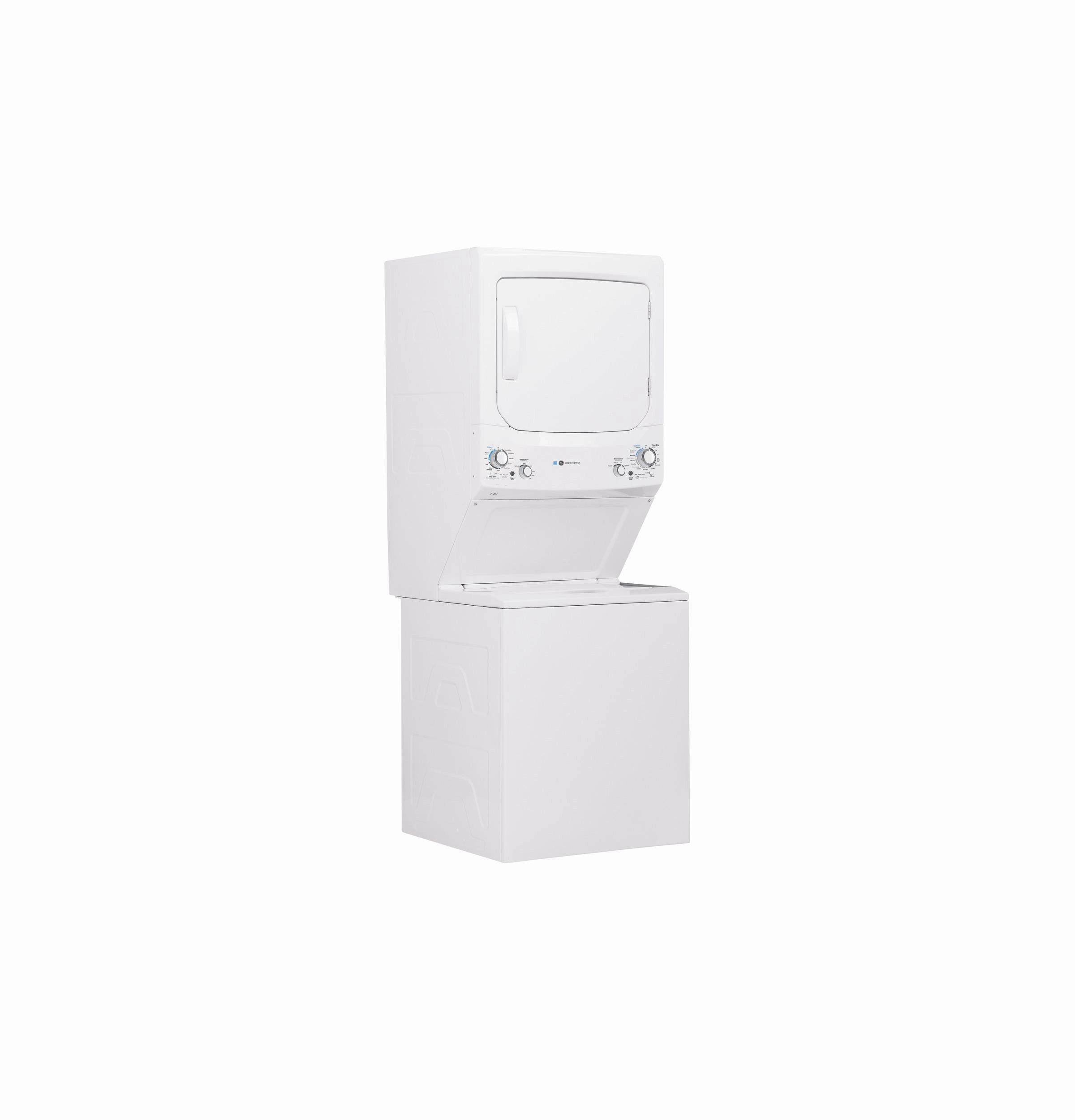 GE Unitized Spacemaker(R) ENERGY STAR(R) 3.9 cu. ft. Capacity Washer with Stainless Steel Basket and 5.9 cu. ft. Capacity Gas Dryer - (GUD27GESNWW)