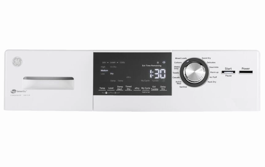 GE White 24" Ventless Condenser Front Load Electric Dryer (4.1 Cu.Ft.) - GFT14JSIMWW