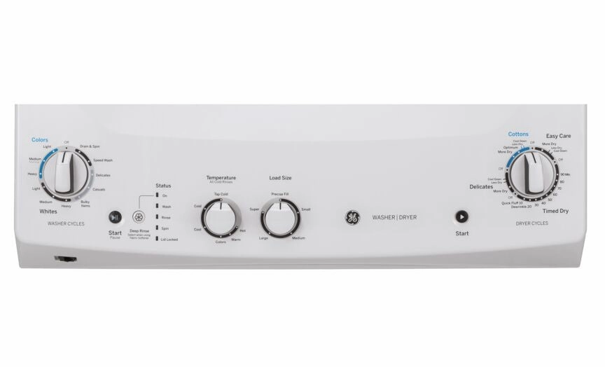GE White Unitized Spacemaker Washer (4.4 Cu.Ft.) and White Gas Dryer (5.9 Cu.Ft.) - GUD27GSSMWW
