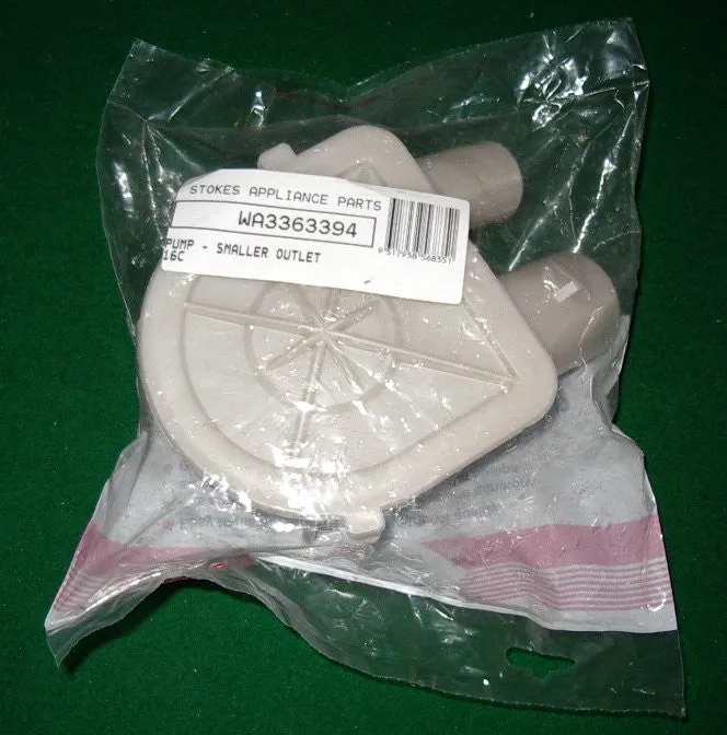 Genuine Late Model Whirlpool Plastic Drain Pump - Small Outlet - Part # WA3363394