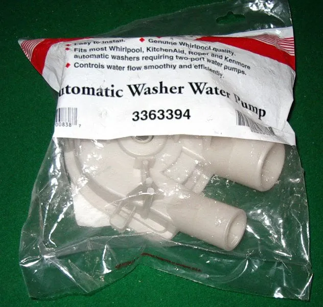 Genuine Late Model Whirlpool Plastic Drain Pump - Small Outlet - Part # WA3363394