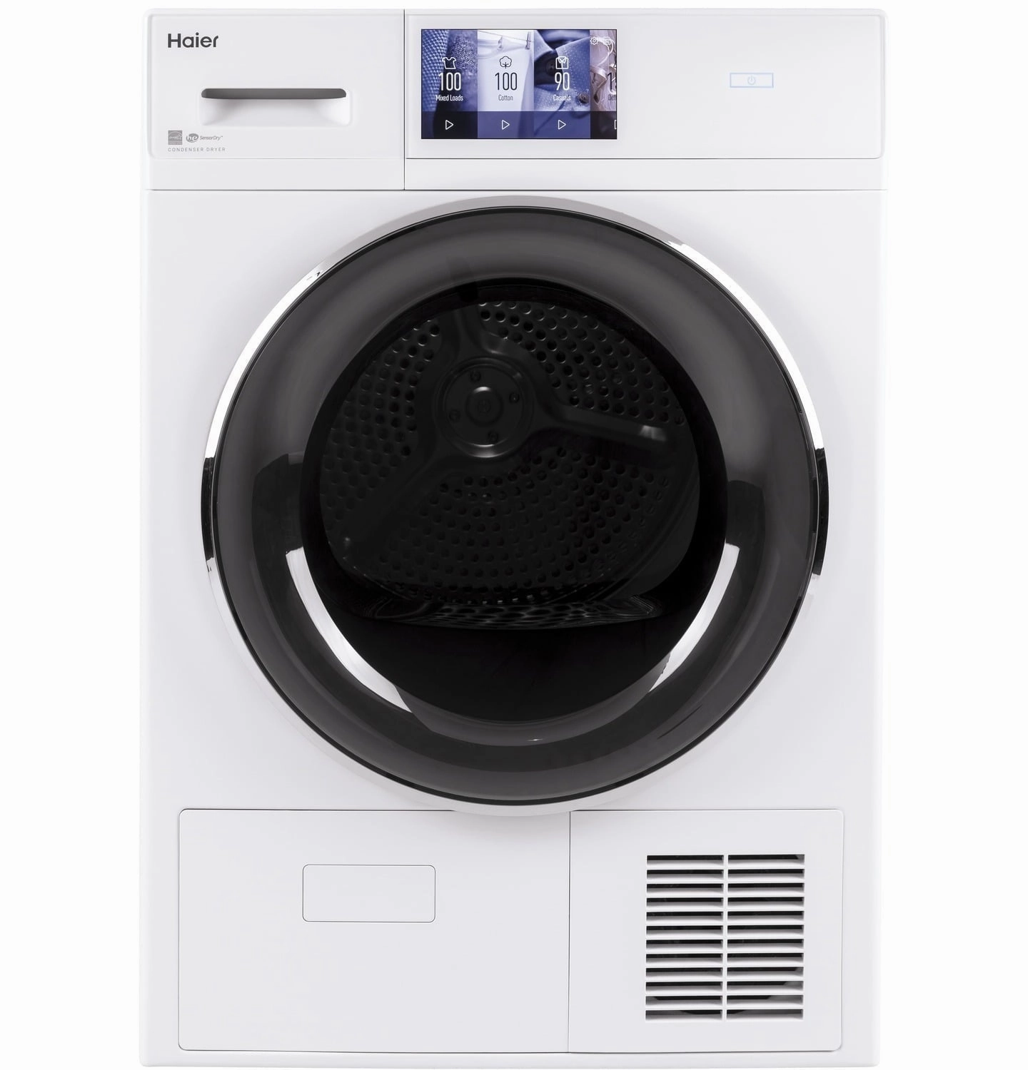 Haier QFT15ESSNWW 4.1 Cu.Ft. Capacity Smart 24" Ventless Condenser Frontload Electric Dryer With Stainless Steel Basket