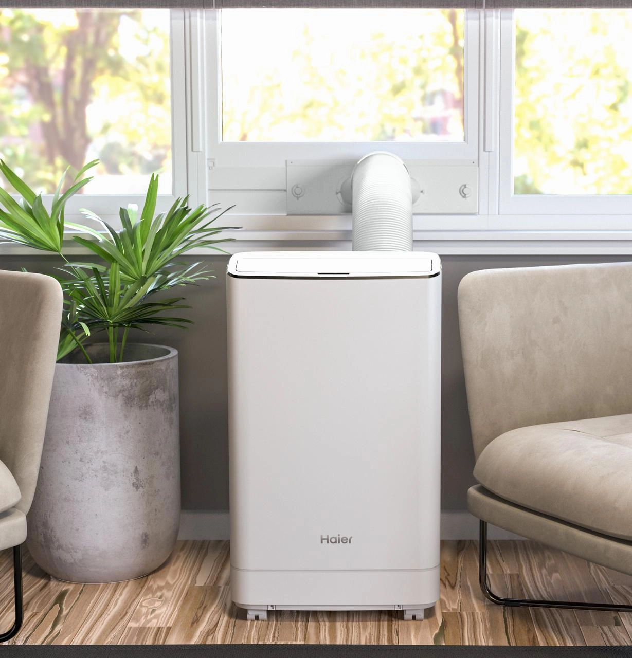 Haier QPCA09YZMW Haier Portable Air Conditioner With Dehumidifier For Small Rooms Up To 250 Sq. Ft., 8.500 Btu (5,600 Btu Sacc)