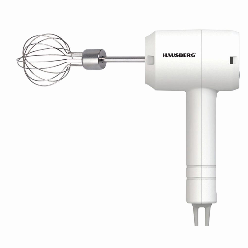 HAUSBERG HB-4110 Portable Hand Mixer, 20W, 3 Speeds, 800mAh Battery, White