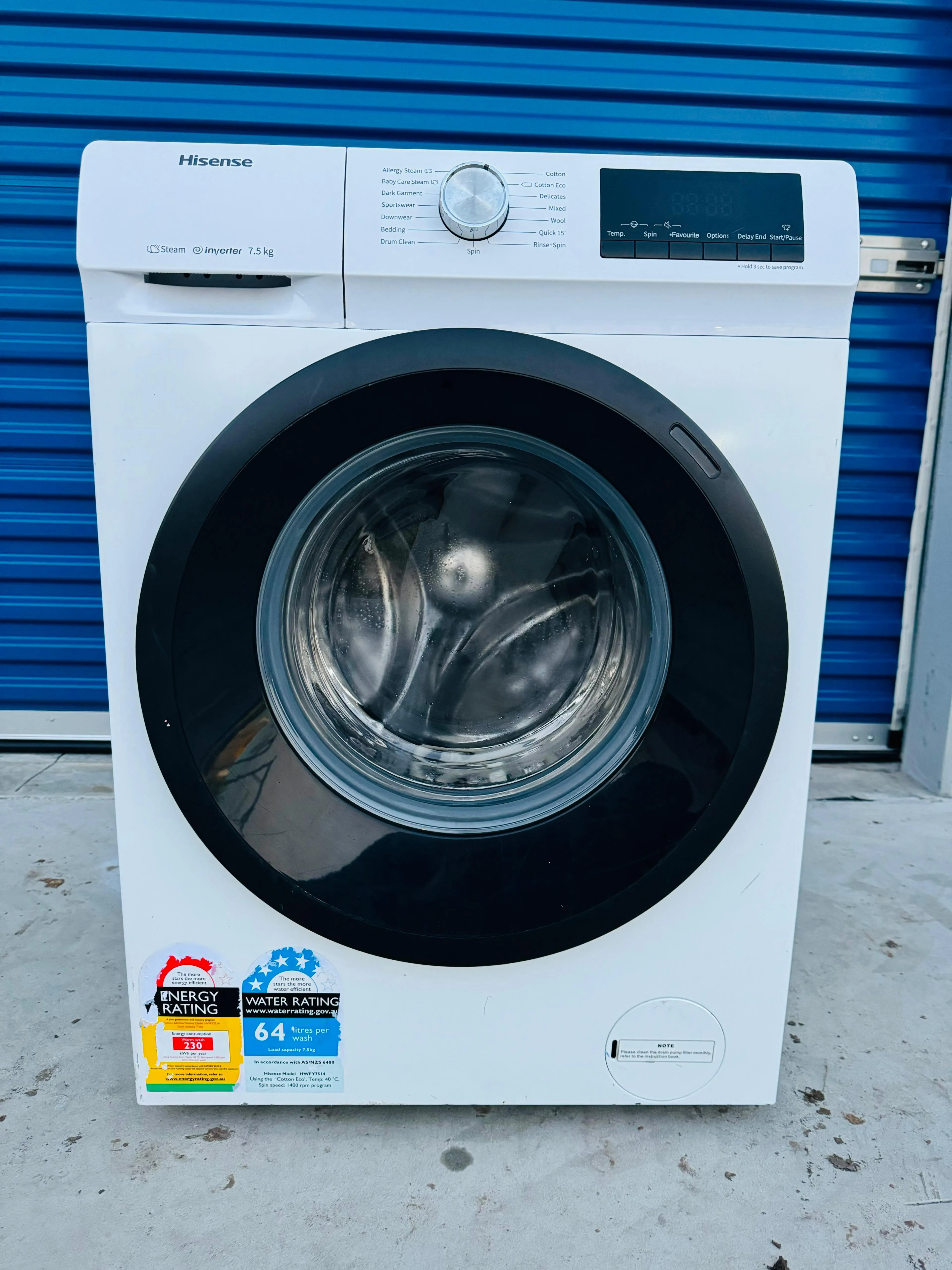**Hisense 7.5 KGS FRONT LOADER WASHING MACHINE**