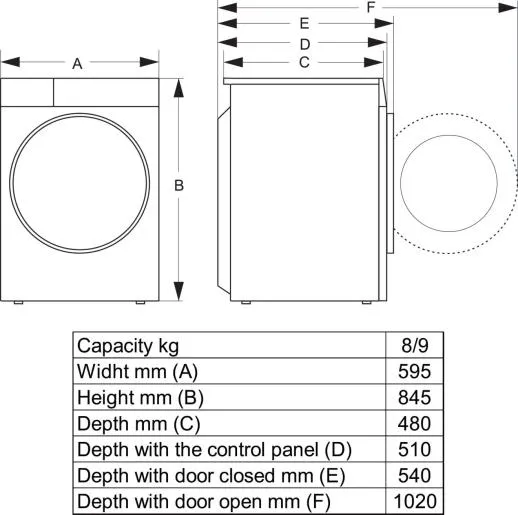 Hisense WD3S8043BW3 8/5kg Washer Dryer