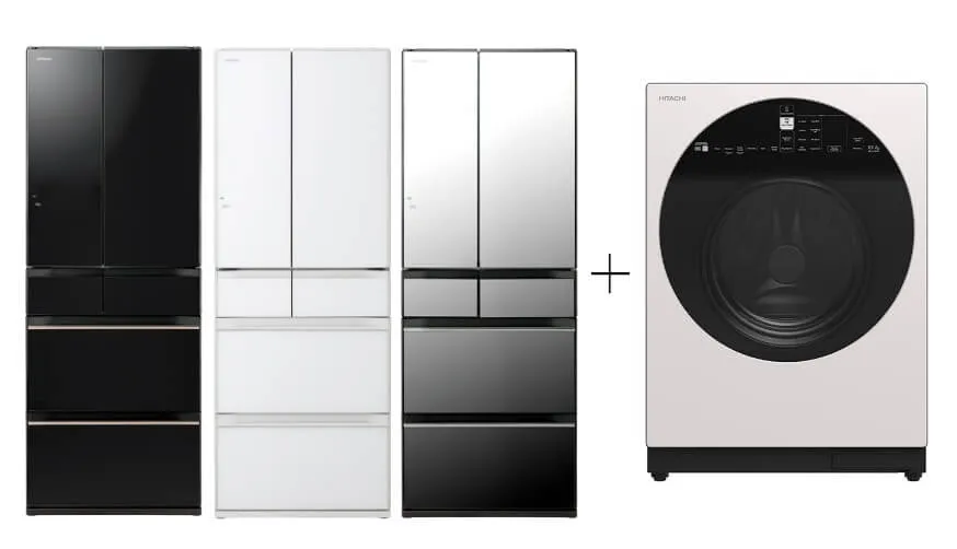 Hitachi R-HW620RS-XK/XW/X 416l Multi-door Fridge Hitachi BD-D100GV Front Load Washer Dryer Wind Iron, AI Wash Inverter 10/7KG
