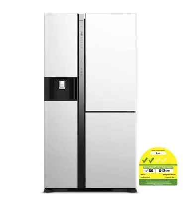 Hitachi R-MX700PMS0-MGW Side-by-side Refrigerator (569L)   Hitachi BD-D120XGV Front Load Washer Dryer 12/8KG