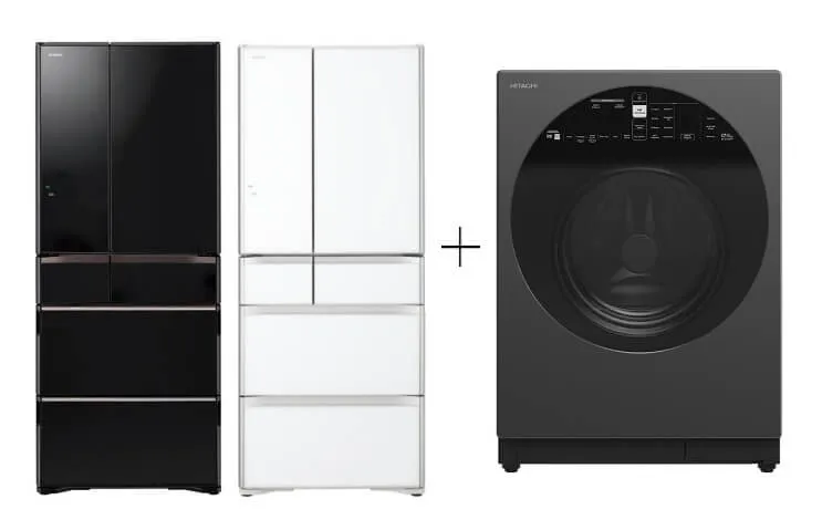 Hitachi R-WXC620KS-XK/XW (Crystal White) Multi Door Refrigerator (500l) Hitachi BD-D120XGV Front Load Washer Dryer 12/8KG