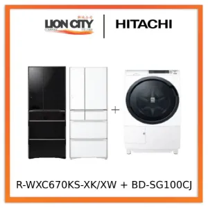 Hitachi R-WXC670KS-XK/XW Multi Door Refrigerator (500l) Hitachi BD-SG100CJ 10kg Front Load Washer Dryer