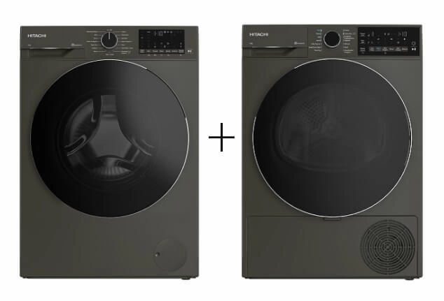Hitachi BD-100YFVEM Front Loading - Washer Steam & Hygiene Easy Iron Inverter   Hitachi TD-80XFVEM Tumble Dryer