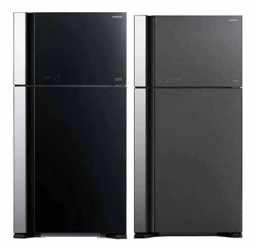 Hitachi R-VG695P9MSX - GBK / GGR BIG-2 Glass Door Inverter Refrigerator   Hitachi SF-120XAV 12kg Top Load with Glass Top Washing Machine