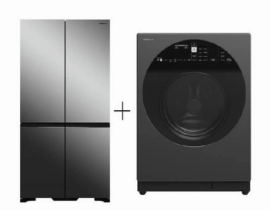 Hitachi R-WB640V0MSX 541L 4 Door Fridge (Bottom Freezer)   Hitachi BD-D120XGV Front Load Washer Dryer 12/8KG