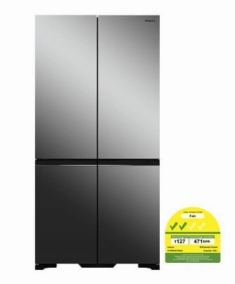 Hitachi R-WB640V0MSX 541L 4 Door Fridge (Bottom Freezer)   Hitachi BD-D120XGV Front Load Washer Dryer 12/8KG