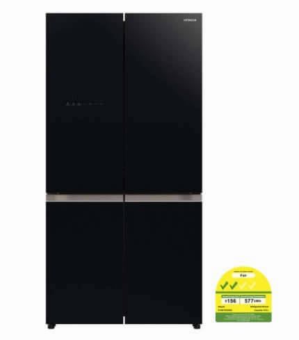 Hitachi R-WB700VMS2-GBK 645L French Bottom Freezer Deluxe 4-Door Refrigerator   Hitachi BD-120XGV Front Load Washer AI Wash, Auto Dosing System, Inverter 12 kg, 1,600 RPM