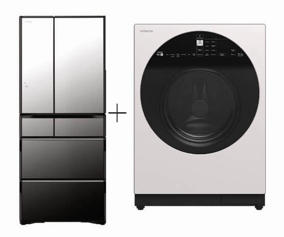 Hitachi R-WXC620KS-X Multi Door Refrigerator (500l) Hitachi BD-D100GV Front Load Washer Dryer Wind Iron, AI Wash Inverter 10/7KG