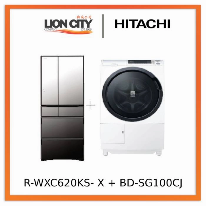 Hitachi R-WXC620KS-X Multi Door Refrigerator (500l) Hitachi BD-SG100CJ 10kg Front Load Washer Dryer