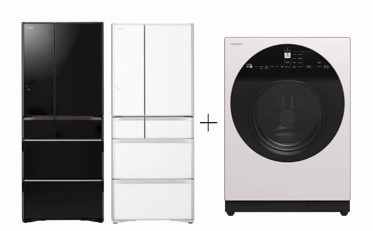 Hitachi R-WXC620KS-XK/XW (Crystal White) Multi Door Refrigerator (500l) Hitachi BD-D100GV Front Load Washer Dryer Wind Iron, AI Wash Inverter 10/7KG