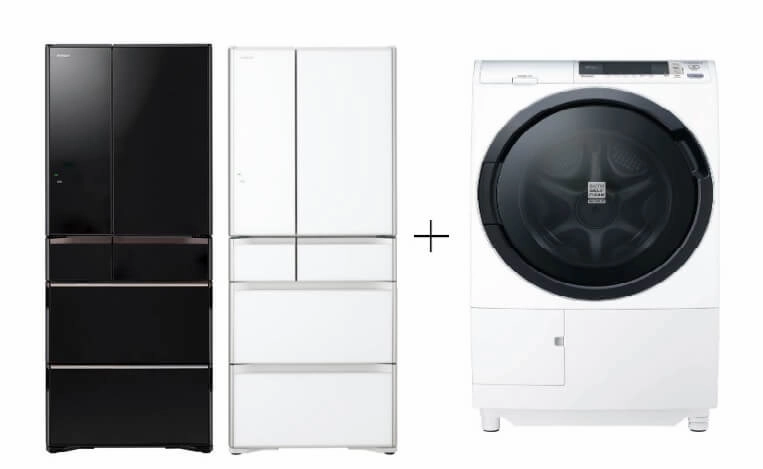 Hitachi R-WXC620KS-XK/XW (Crystal White) Multi Door Refrigerator (500l) Hitachi BD-SG100CJ 10kg Front Load Washer Dryer
