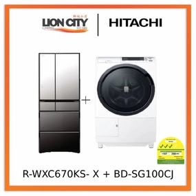 Hitachi R-WXC670KS-X Multi Door Refrigerator (500l) Hitachi BD-SG100CJ 10kg Front Load Washer Dryer