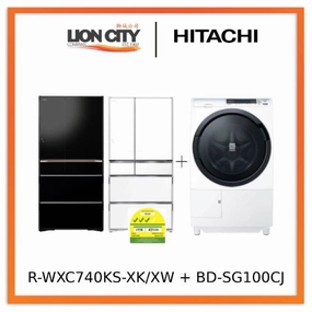 Hitachi R-WXC740KS-XK/XW 572L Smart Multi-door Fridge Hitachi BD-SG100CJ 10kg Front Load Washer Dryer