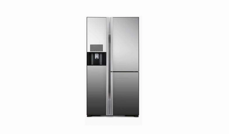 Hitachi RM700VAG9MSX-MIR (Gross 569L) Side-By-Side Refrigerator   BD90YAV 9kg Powered Inverter Front Load Washing Machine