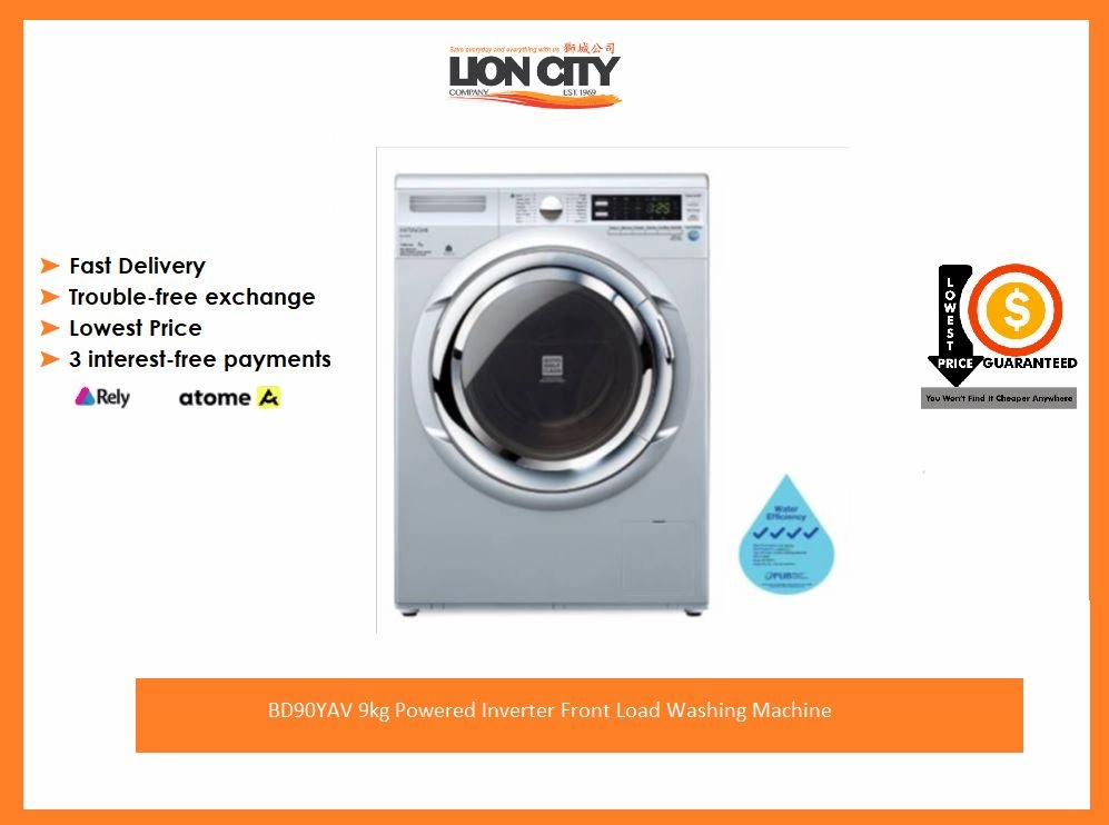 Hitachi RVG695P9MSX - GBK / GGR BIG-2 Glass Door Inverter Refrigerator   BD90YAV 9kg Powered Inverter Front Load Washing Machine
