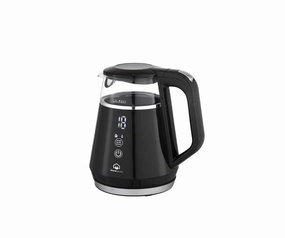 Home Electric Kettle Digital Glass With Stainless 1 L 1100 W Black And Silver Elect